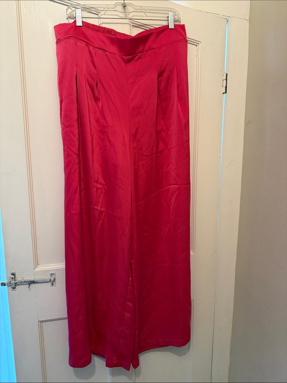 Women's High-Waist Wide Leg Pants - Bright Pink